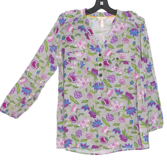 Matilda Jane Top Popover Boho Cottagecore Whimsigoth Grunge Floral Gray Medium - Picture 5 of 5